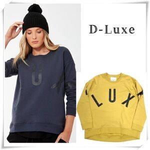 Decjuba D-Luxe Continual Print Crew Neck Sweatshirt In Mustard Yellow Size L